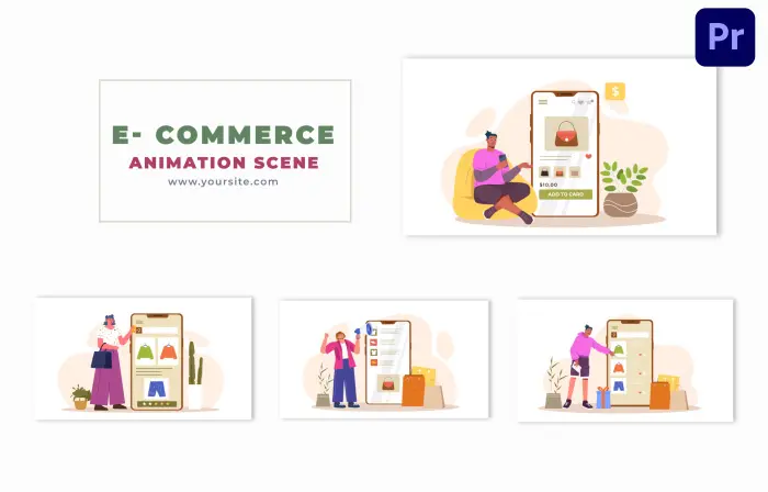 Creative Online Shopping Concept Character Design Animation Scene